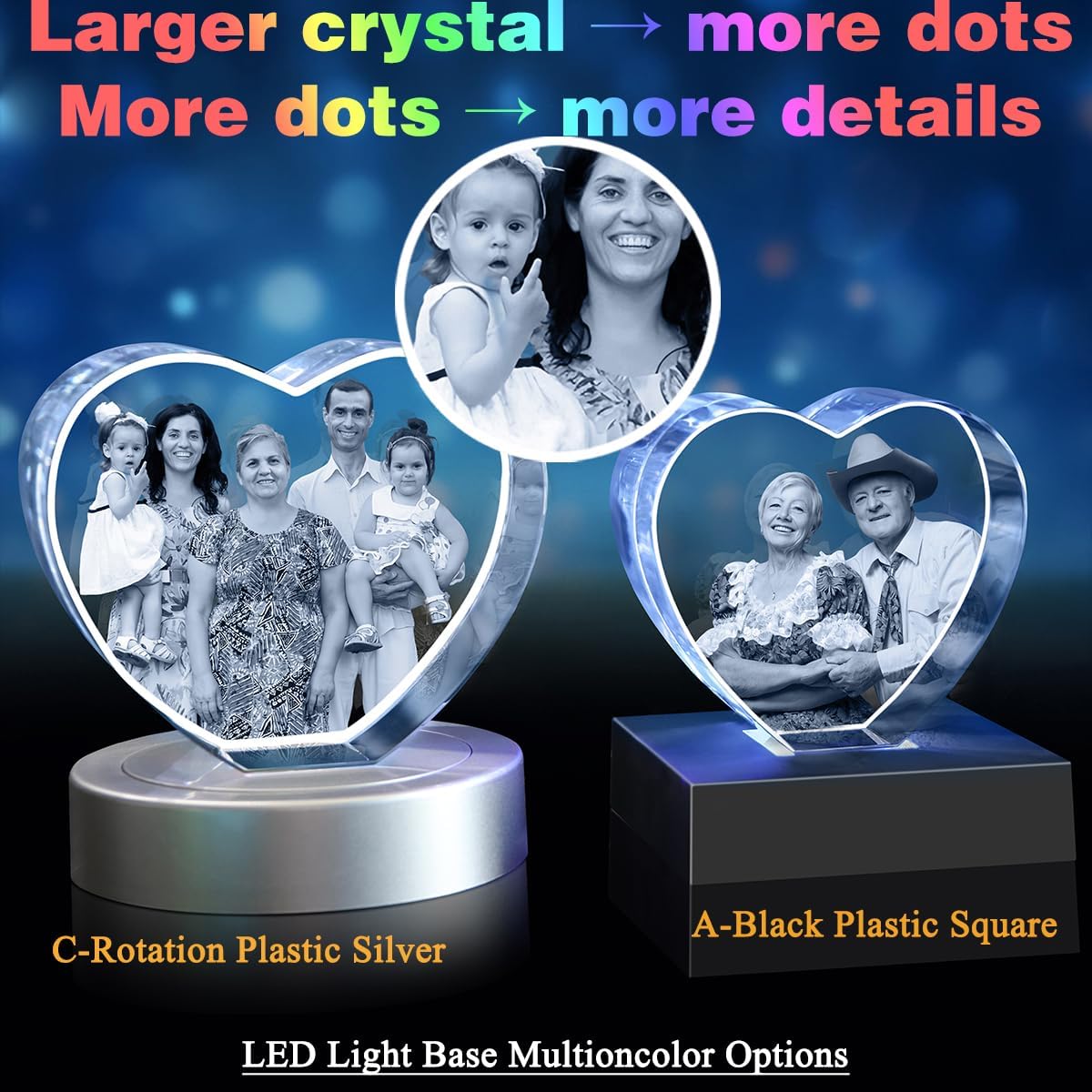 Personalized Gift for Dad Husband Grandpa,3D Crystal Photo,Customized Picture Keepsake for Father's Day Anniversary Birthday Wedding Memorial Gift, Personalized Photo Gifts