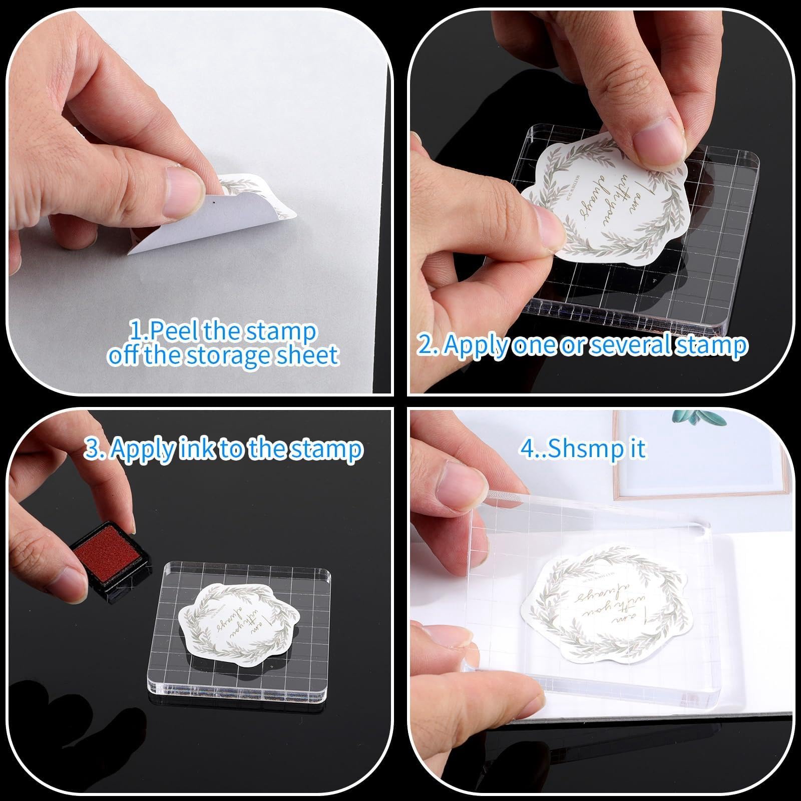 predolo 10 Bloques de Sellos acrílicos para Scrapbooking, Decorativos, multifuncionales, tamaños, Accesorios para Hacer Tarjetas, Transparentes.