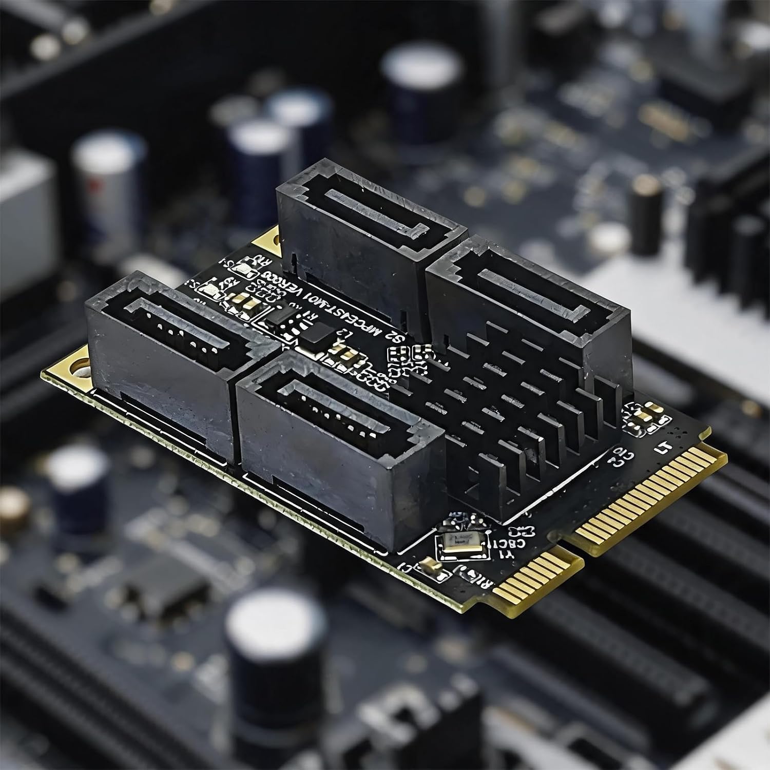 MPCIe to ATA Adapter with 4 Port Expansion, 9215 Chipset, Hot Swap and AHCI NCQ for Storage Drive Builds