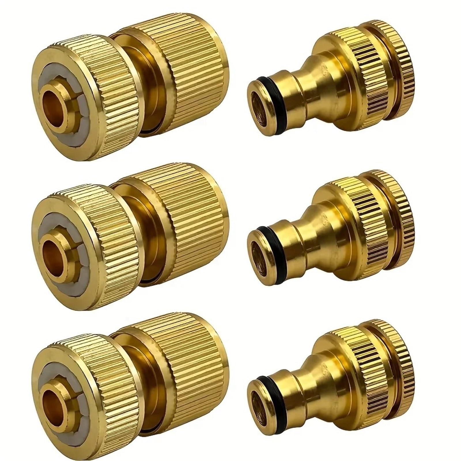 Kit connettore rapido for Tubo da Giardino in Metallo Raccordi for rubinetti da 1/2 e 3/4 Pollici(Three Sets)