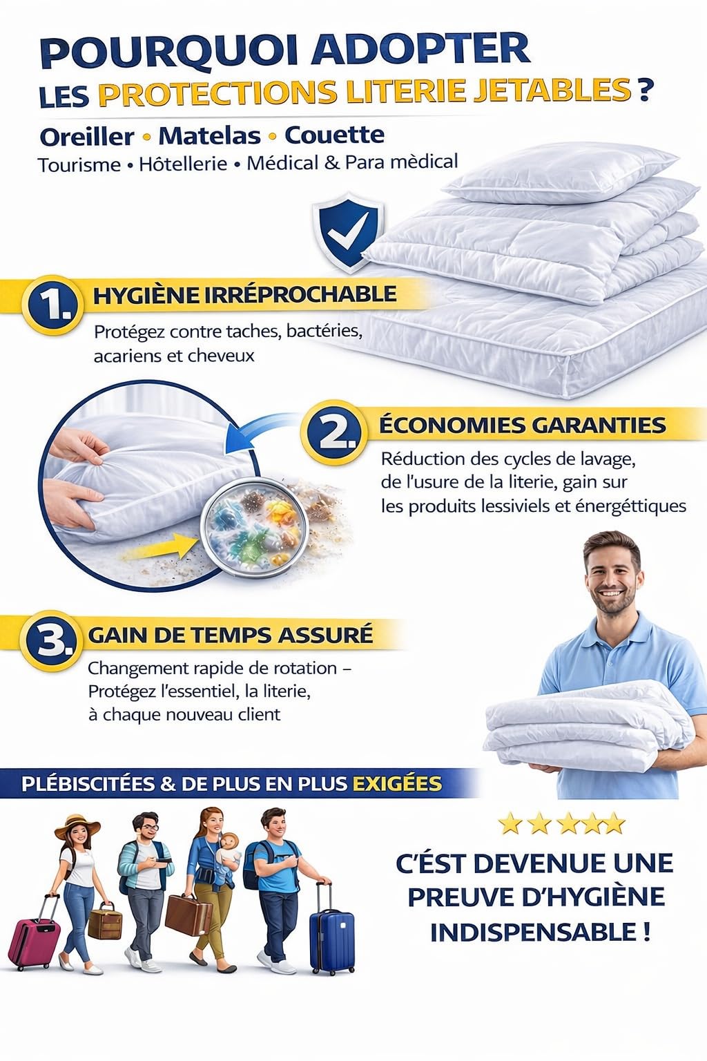 SANYGIENE | Alèse Matelas Jetable 140X190 cm | Lot de 20 Alèses Elastiques | Non Lavable | Hygiène Literie Médical - Tourisme - Location Saisonnière | Protection Anti Tâches et Salissures
