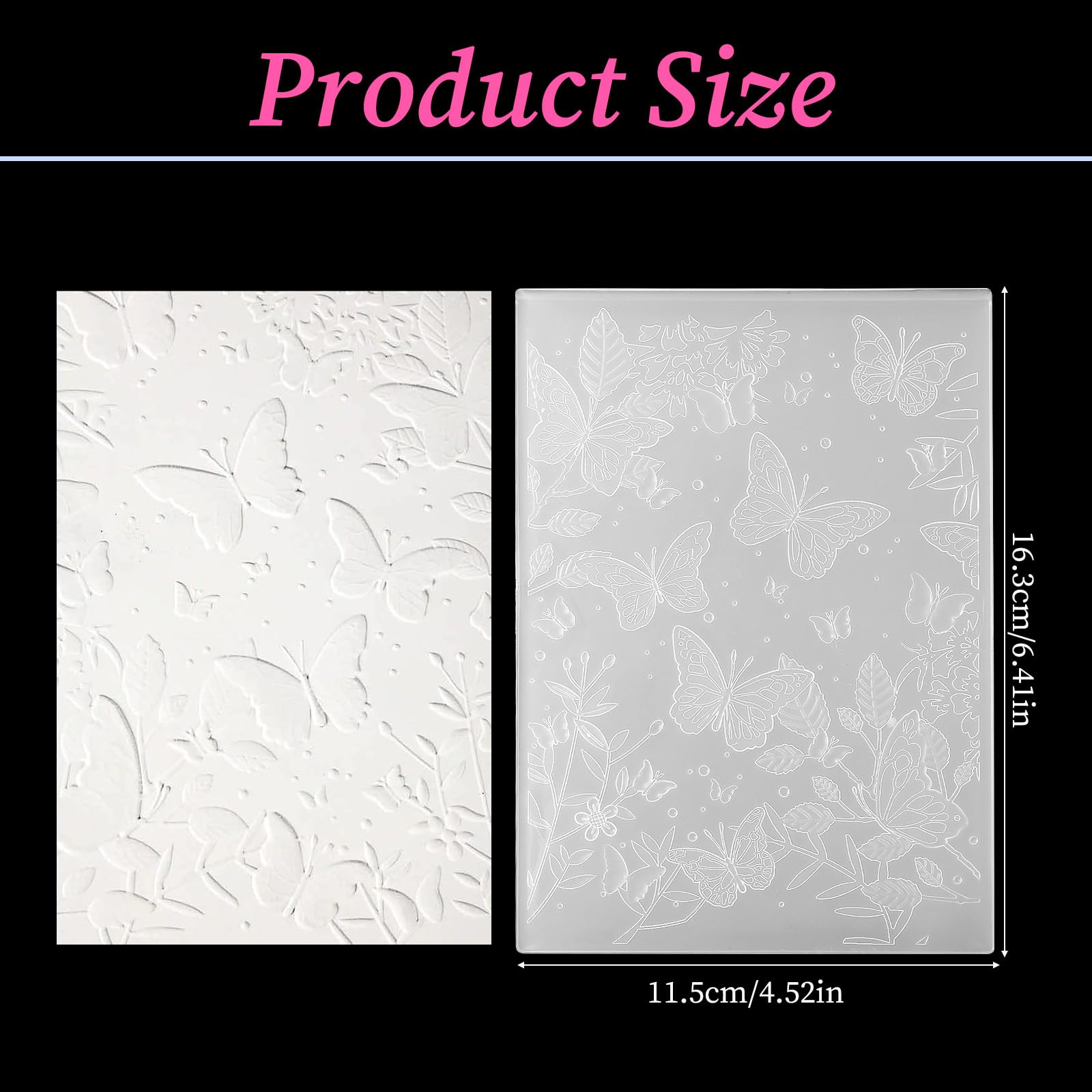 Butterflies 3D Embossing Folder 4 x 6-inch Leaves Background Plastic Embossing Folders Textured Flowers Leaves Embossed Template for Card Making Scrapbooking Paper Crafts