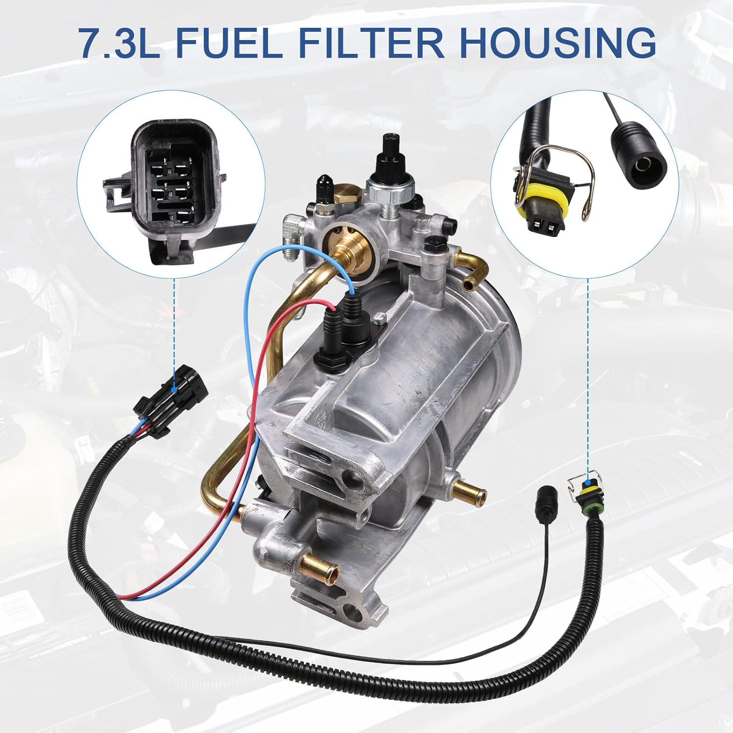 Fuel Filter Housing Assembly F6TZ-9B246-BA Replacement for Ford 1994 1995 1996 1997 F250 F350 E350 7.3L Power stroke Diesel Truck Replace F6TZ-9155-AB, FG1054, AP63424