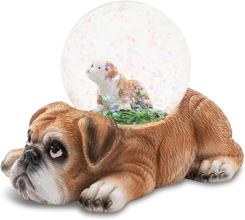 Miniatura 2 de Elanze Designs Figura de globo de nieve con purpurina para madre y bebé de Bulldog inglés de 1.772 in