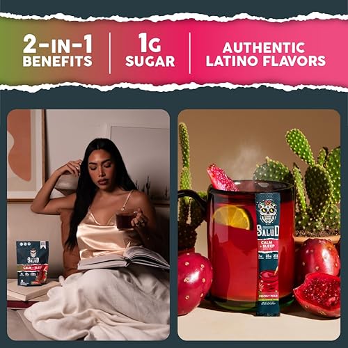 Miniatura 3 de Salud 2 en 1 Sleep Aid + Mezcla de bebida tranquila, sabor a tuna espinosa, melatonina, magnesio, extracto de azafrán, L-teanina, sin OMG, sin