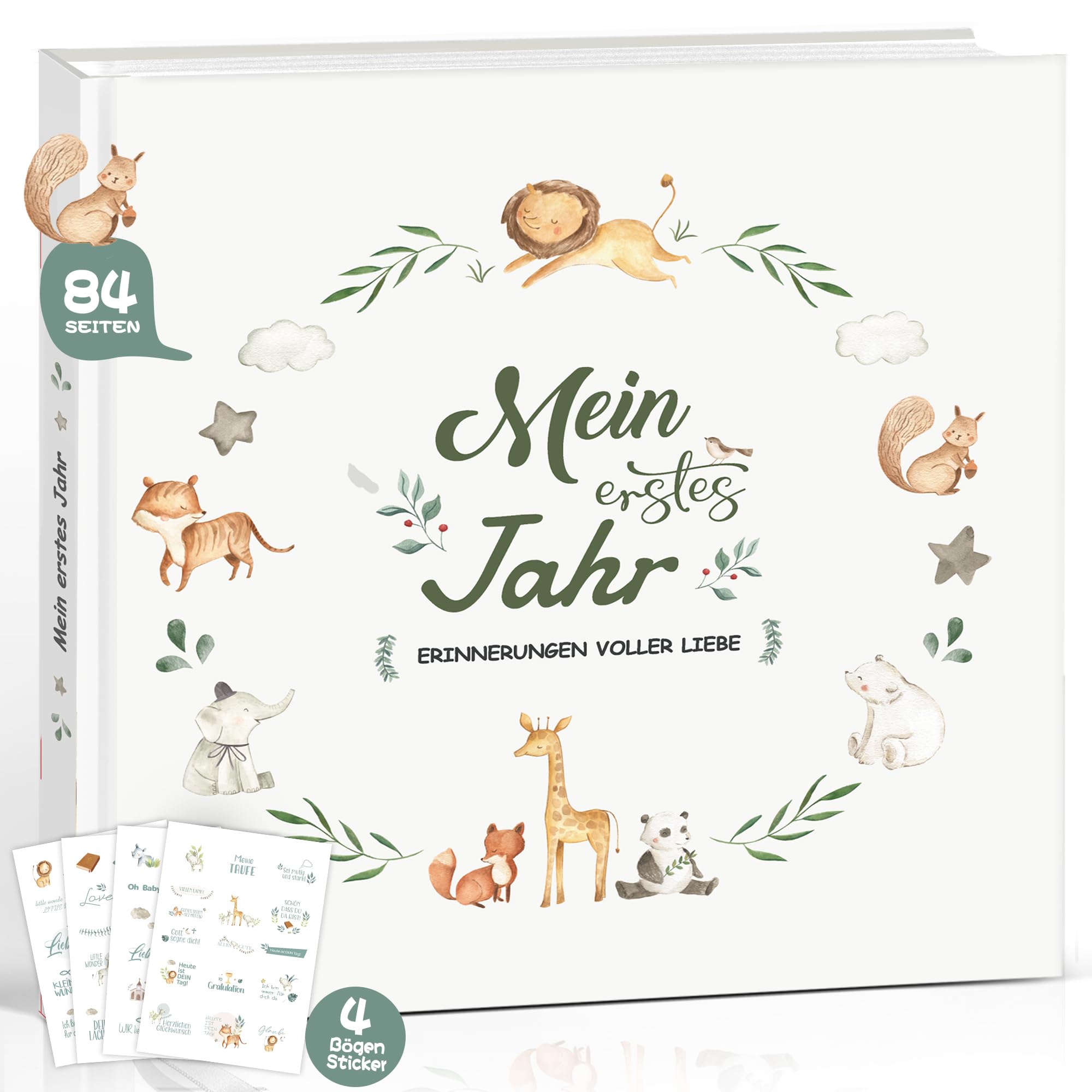 Babyalbum mein erstes Lebensjahr Babytagebuch | Babys erstes Jahr Buch ab 0 Monaten Baby Mädchen Junge Erstausstattung Neugeborene Geschenk | Babybuch Erinnerungsbuch Fotoalbum dein erstes Jahr Löwe