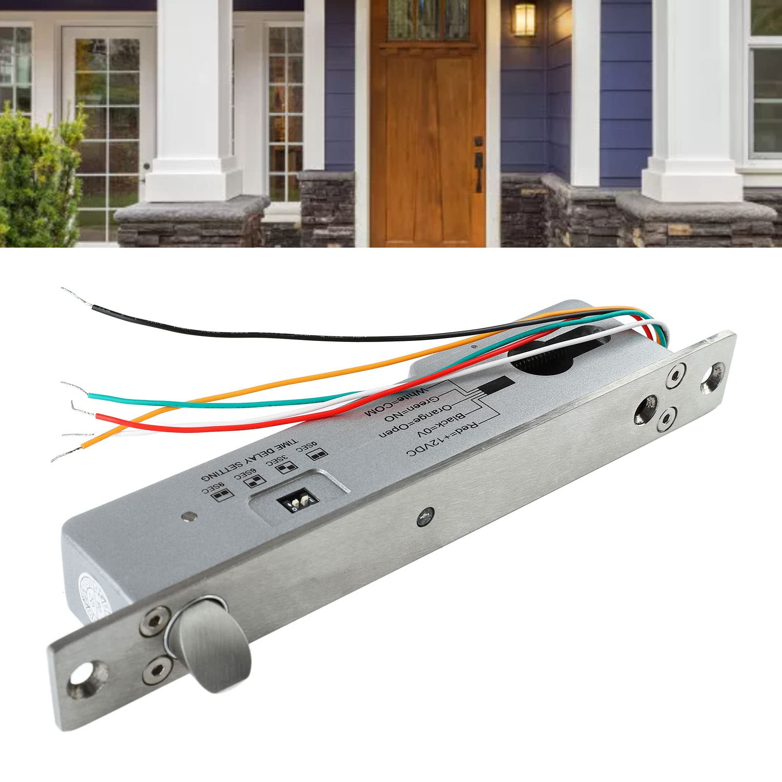 Perno de Embutir Eléctrico, Retardo Ajustable, Resistente a Altas Temperaturas, Resistente a los Golpes, Cerradura de Perno Eléctrico, Apariencia Exquisita para Puerta de Metal