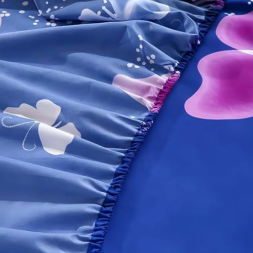 Vista 12 de SDY Juego de sábanas de 4 piezas tamaño matrimonial, bonitas sábanas de nube floral, microfibra súper suave, resistente a las arrugas y a