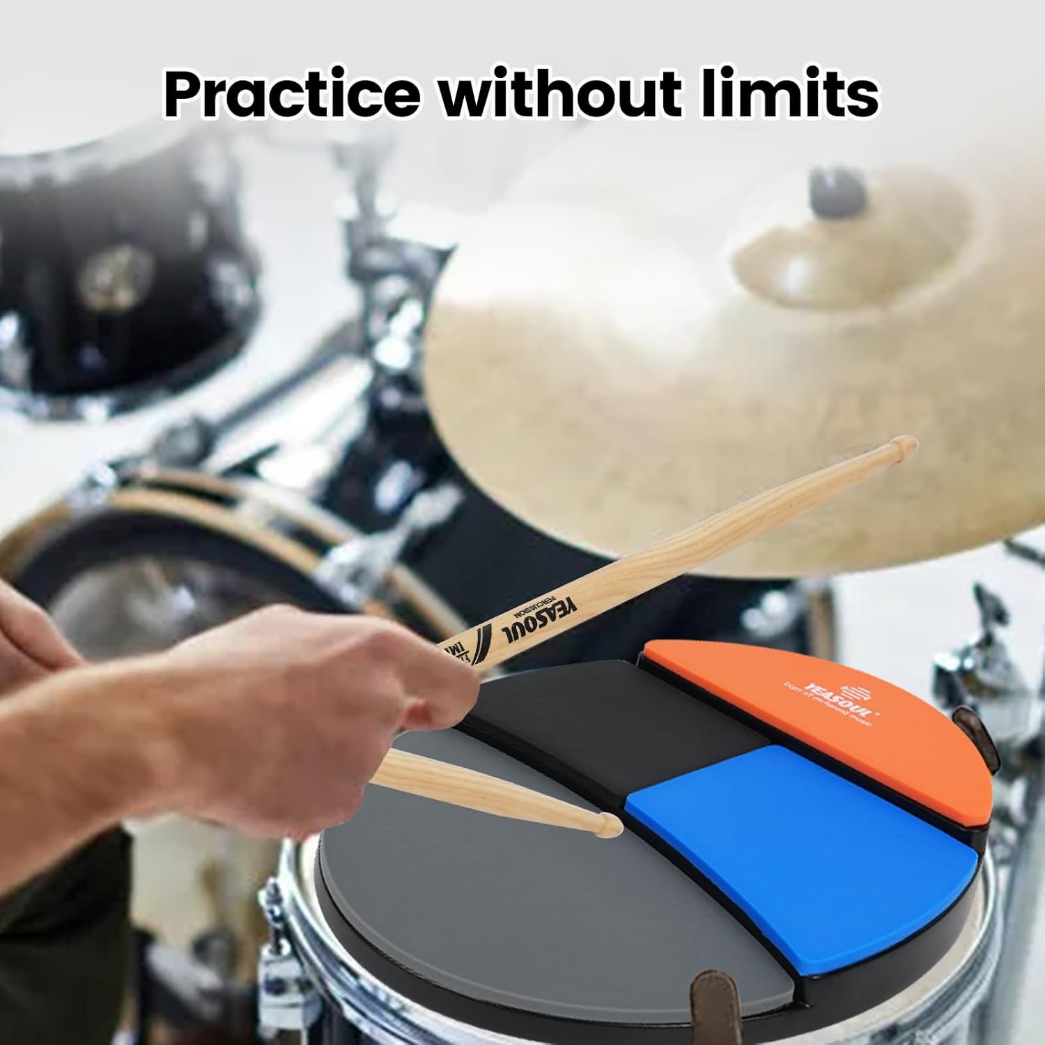Practice Drum Pad, 4 Surfaces Drum Practice Pad, Silent Practice Pad for Drumming with Different Playing Surface with 1 Pairs Drum Sticks (Style 1)