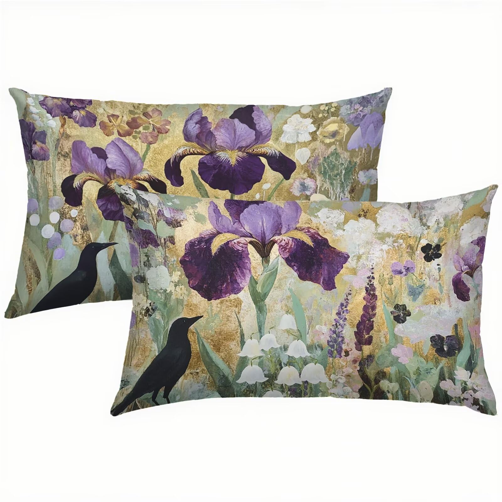 Taie d oreiller 50x70 en lin retro lot de 2 fleurs housse impermeable pour salon