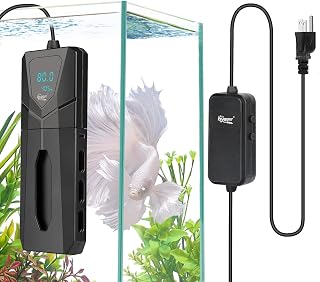 hygger Titanium Fish Heater,500w 800w Fast Heating Aquarium Heater with LED Real-time Power Display,Submersible Freshwater Heater with External Digital Controller for 60-120 Gallon Fish Tank