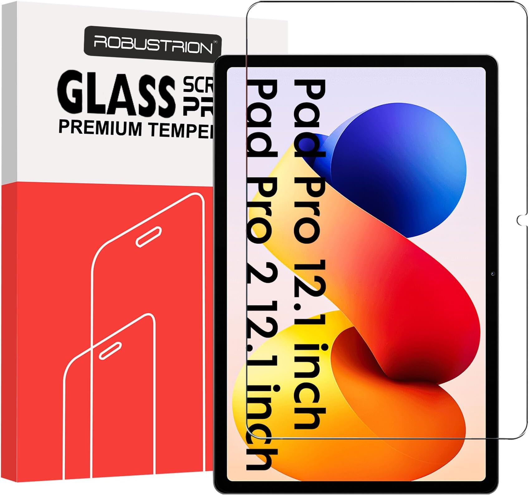 Robustrion Tempered Glass for Redmi Pad 2 Pro 12.1 inch [2026] / Redmi Pad Pro 12.1 inch [2024] Tablet Full Screen Protector Guard - 1 Pack