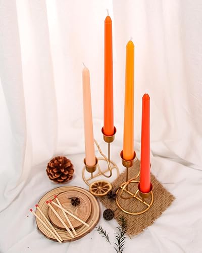 Miniatura 3 de Viyffo Juego de 4 velas cónicas color naranja de 12 pulgadas, sin perfume, sin humo, largas y altas para candelabros, boda, decoración del hogar,