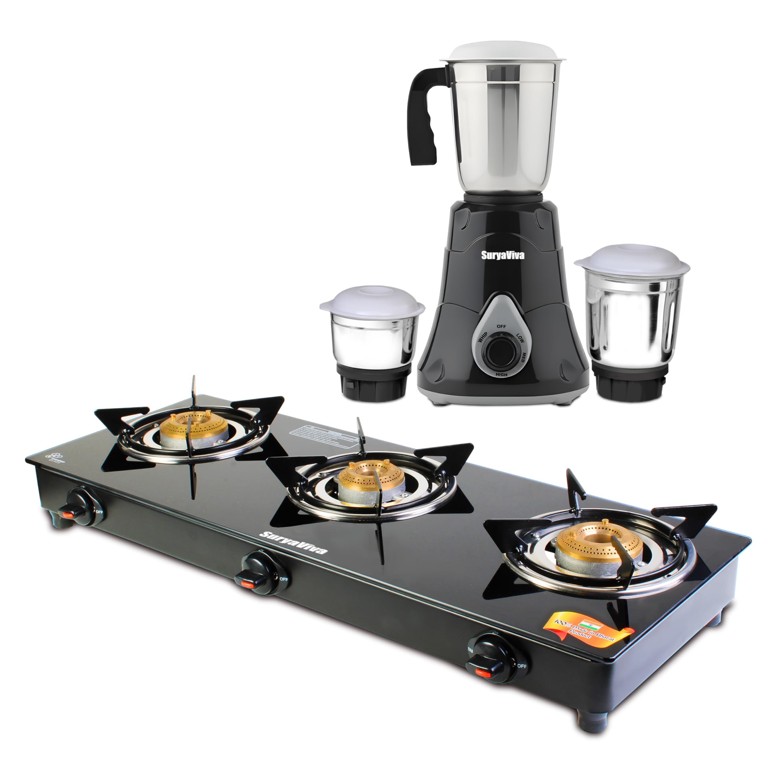 Photon 3B Glass Top Gas Stove + Victo Mixer Grinder 750W with 3 Jars – Heavy-Duty Motor, Compact Design, Ideal for Modern Kitchens" ISI Certified | Power-Packed Kitchen Combo-image-41