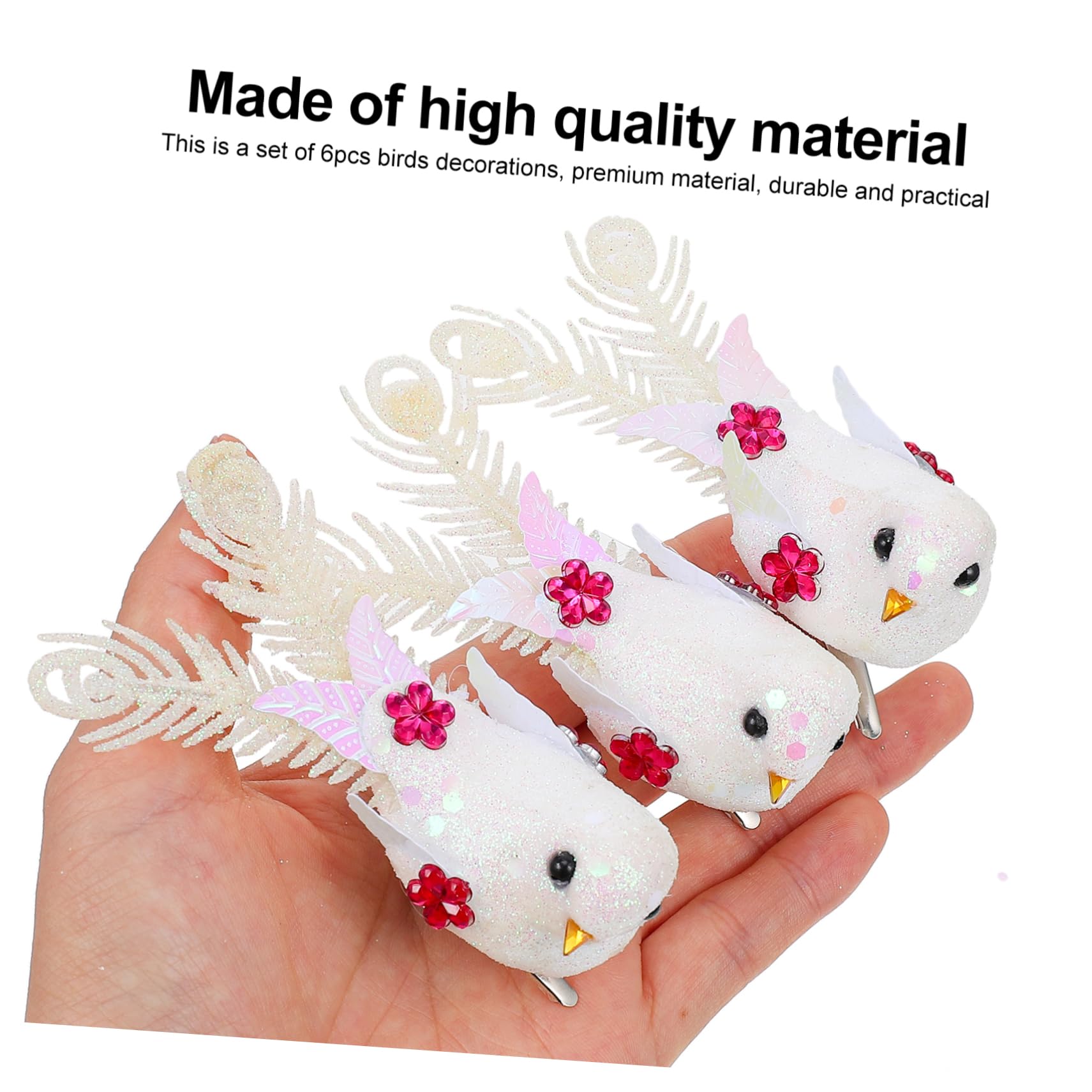 Amosfun 6 Sätze Schaum Vogel Weihnachtsbaumdeko Tannenbaum Dekoration Türdeko Weihnachten Klampen Vogel- Gefälschte Vogelfiguren Vogeldekoration Weihnachtsbaum Weiß 6 Stück * 6