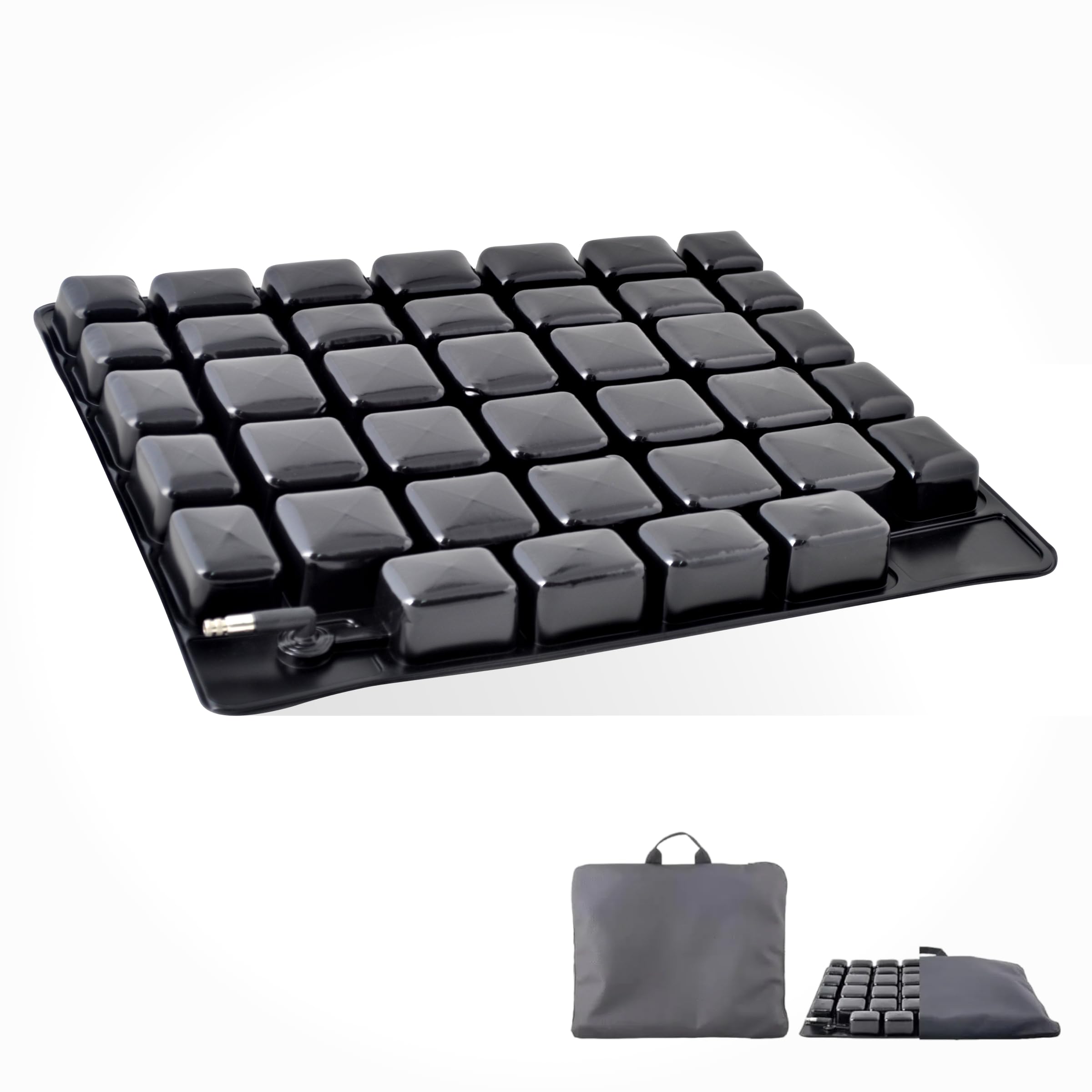 SPES Cuscino Antidecubito Nero - Cuscino Ortopedico per Sedia a Rotelle, Fodera Traspirante, Fondo Antiscivolo - Prevenzione Piaghe, Comfort per Sedute Prolungate, Sistema Auto-gonfiante