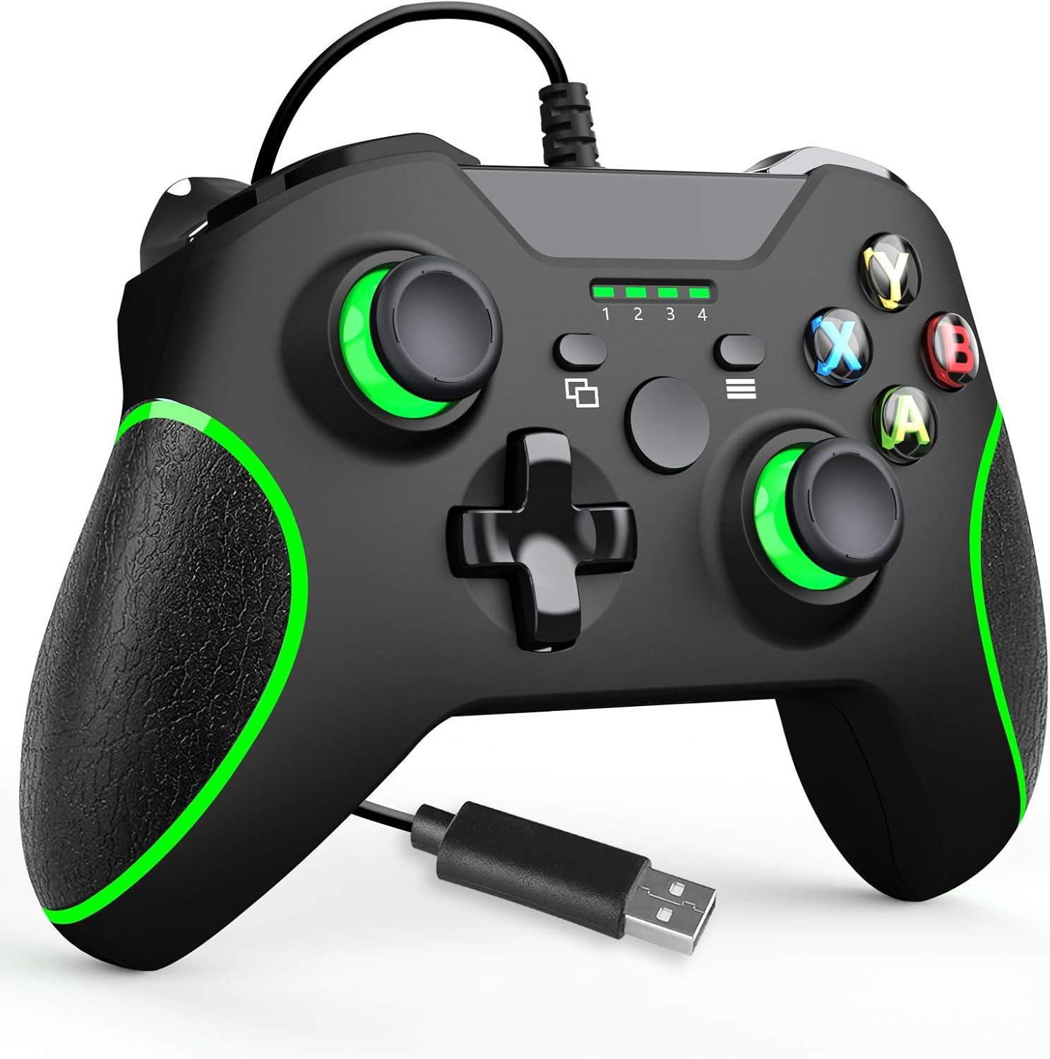 Wired Controller for Xbox One, USB Gamepad Remote Joystick Compatible with Xbox One/One S/One X/PC(Windows 7/8/10), with Audio Jack, Dual-Vibration Function(Black)