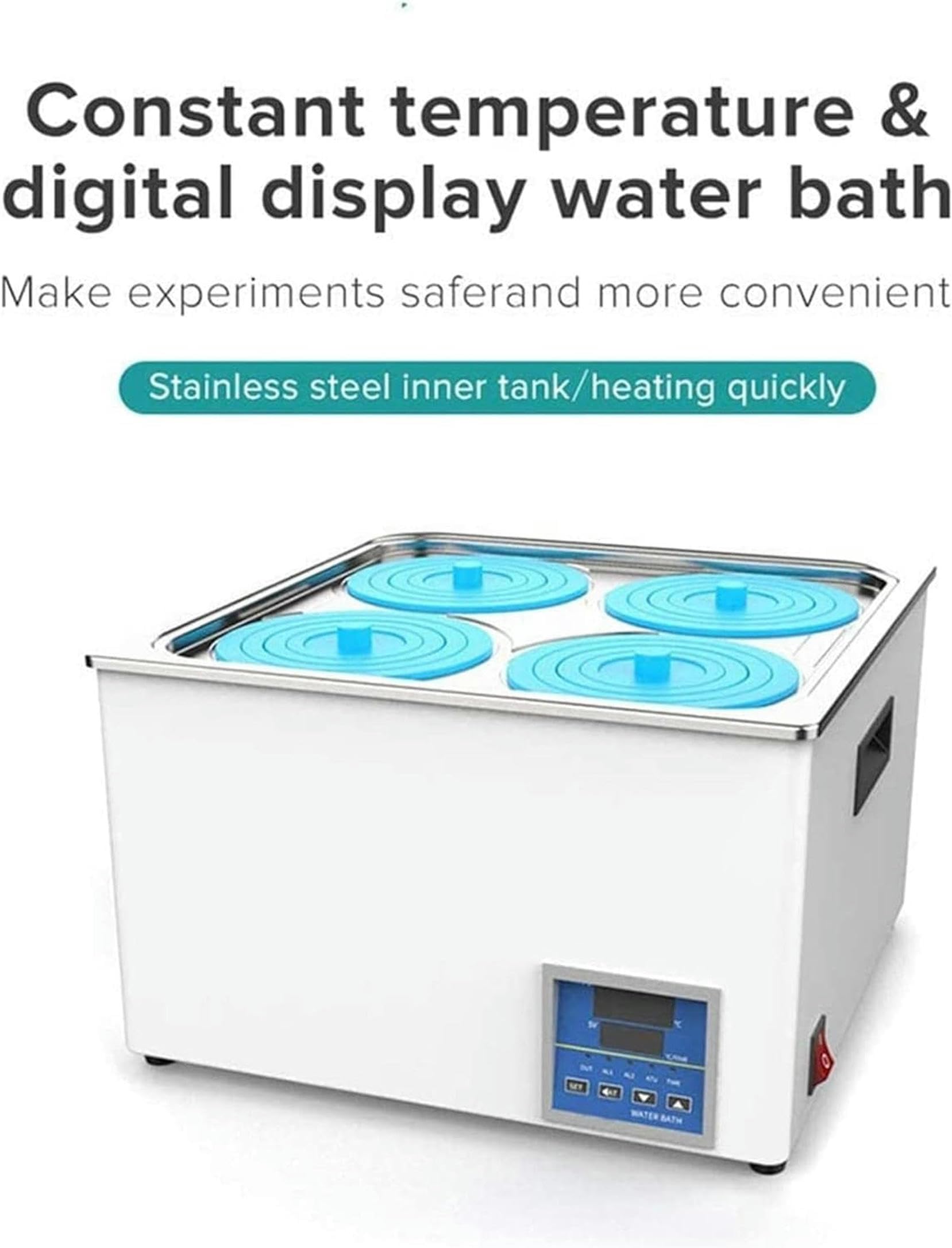 Baño María termostático Digital de Laboratorio, 10 l Baño María termostático eléctrico con 4 Aberturas y Tapas Protectoras para experimentos de Laboratorio