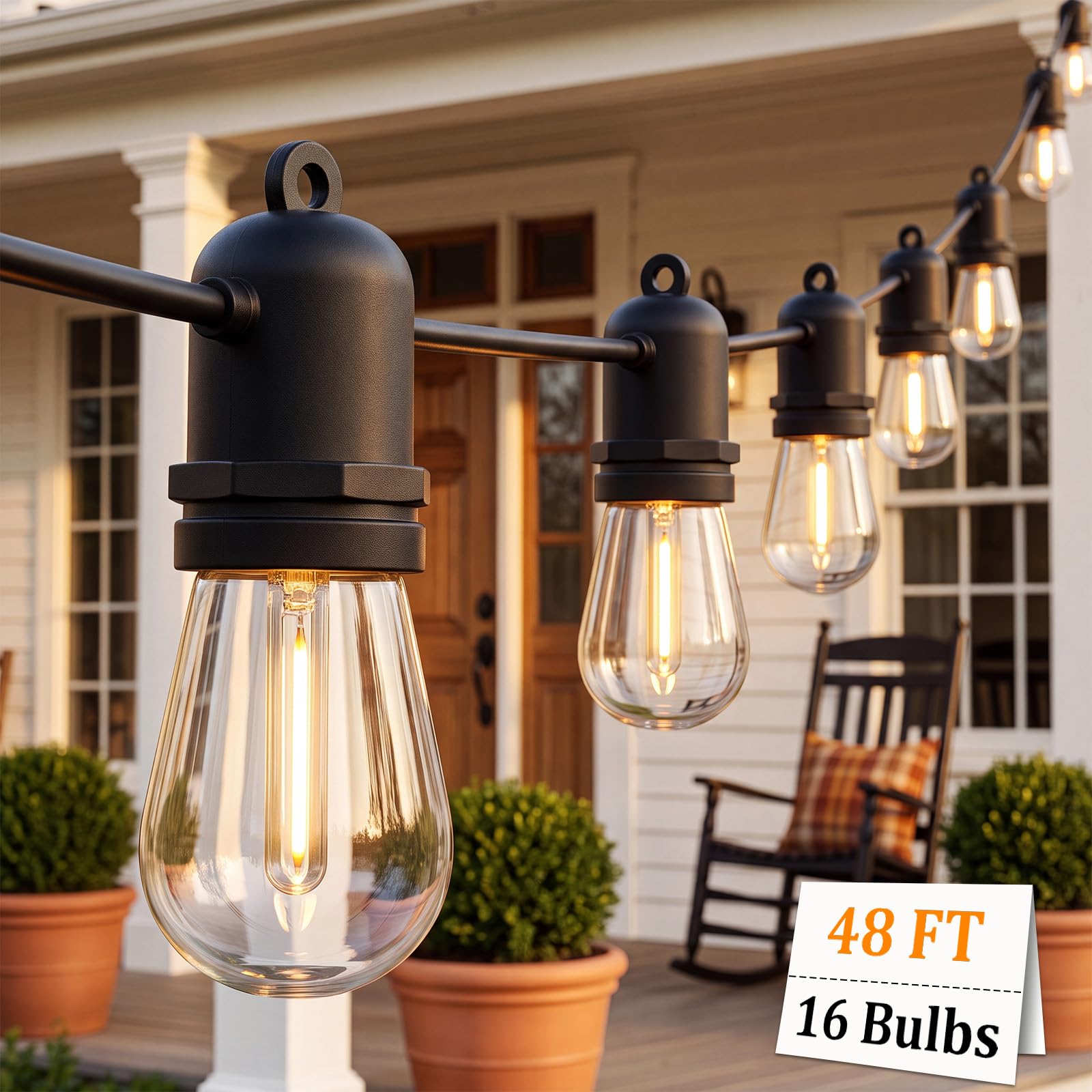 Bokoiuu S14 Outdoor String Lights 48FT