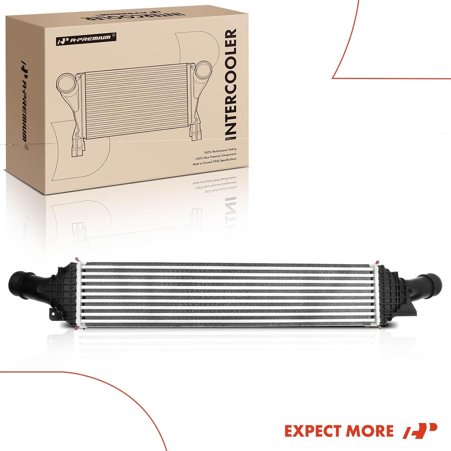A-Premium Turbocharger Intercooler Compatible with Audi A4, A5, A6, A4/A5/A6 Quattro, allroad, Q5, L4 2.0L Turbocharged, Charge Air Cooler