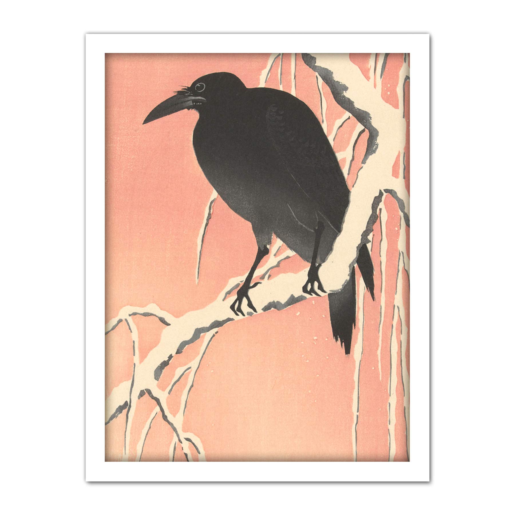 Artery8 Ohara Koson Crow On Snowy Branch Japanese Painting Artwork Framed Wall Art Print 18X24 Inch