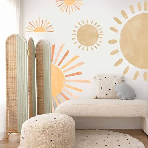 Miniatura 8 de Calcomanías de pared de medio sol, calcomanías de pared grandes bohemias, calcomanías de pared modernas, calcomanías de vinilo removibles para