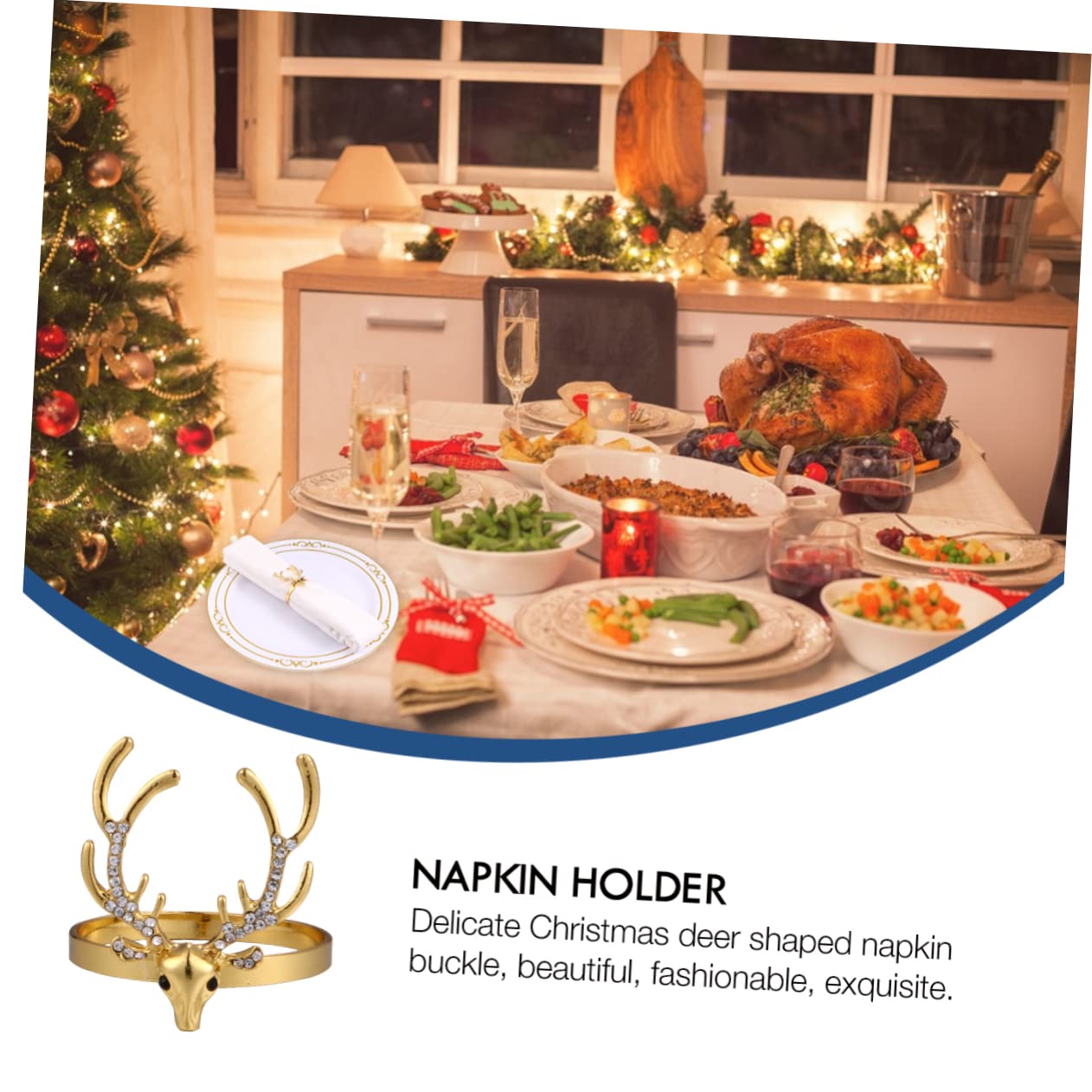 Cabilock 3 Set Per Tovaglioli Natale Oro Da Portatovagliolo Forma Cervo Accessori Eleganti Per Decorazioni Natalizie E Tavole Festive 6 Pezzi * 3