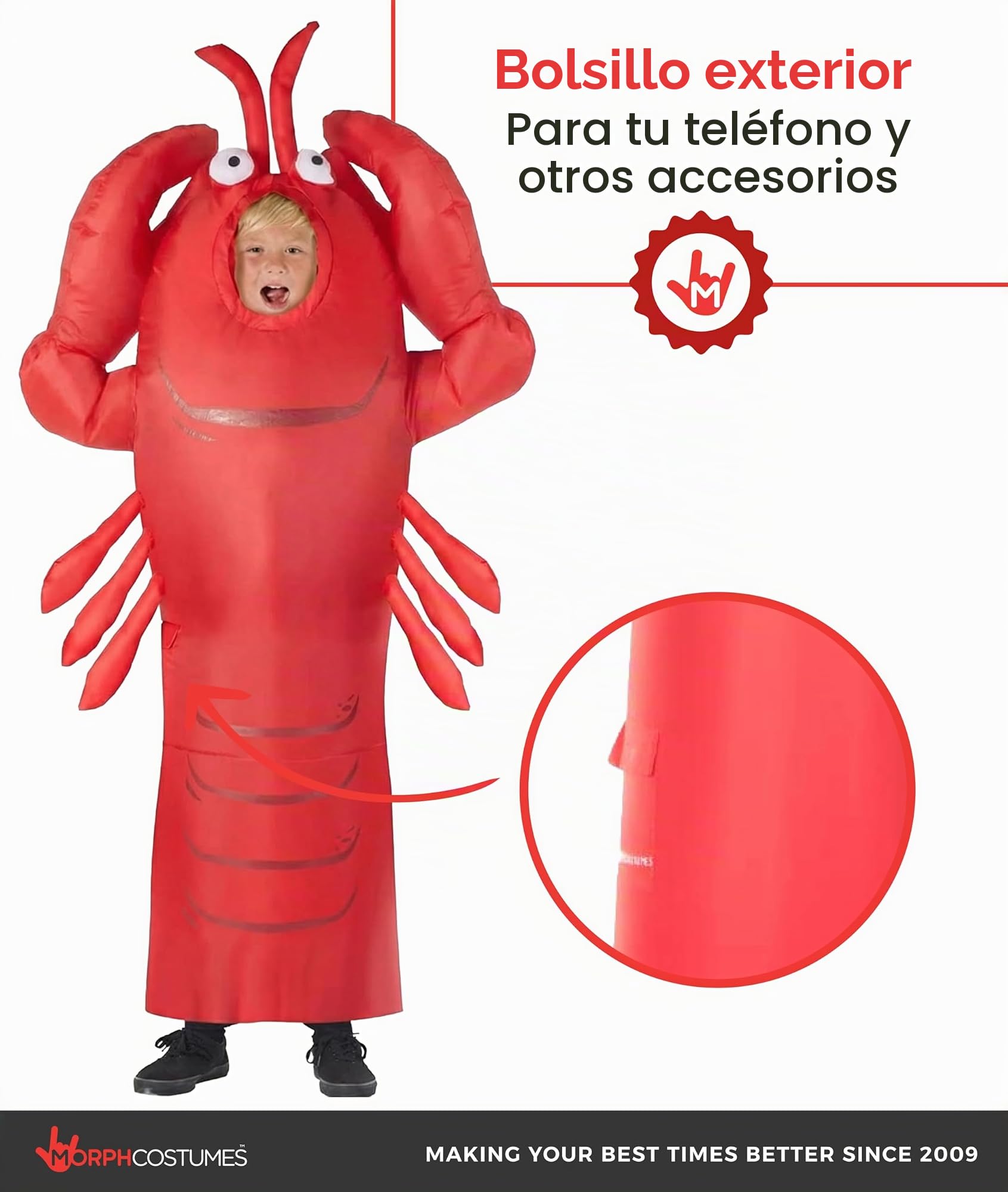 Morph Disfraz inflable de langosta gigante para niños