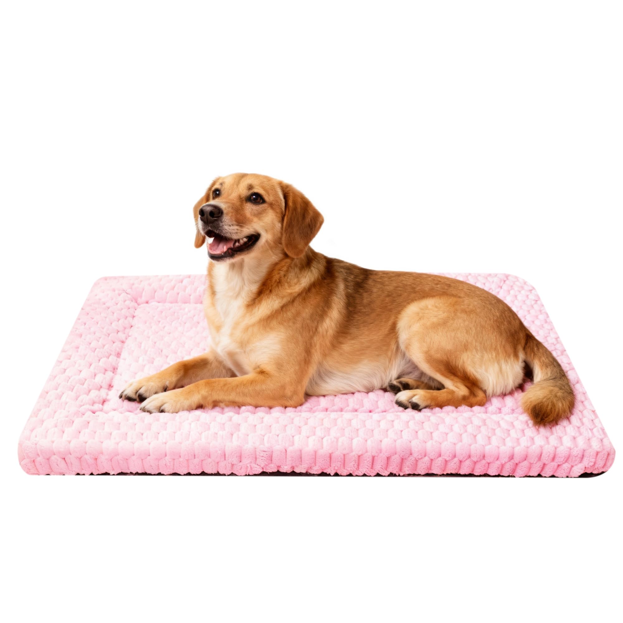 Dog Bed Mat,Reversible & Ultra Soft Kennel Pad-Machine Washable Pet Bed for Dogs & Cats-All-Weather Crate Liner for Crates,Carriers & Travel (Pink, 24" L x 18" W x 1.5" Th)