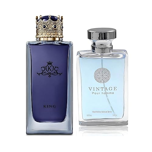 Vista 31 de King&Aquarius Black Men Colonia Set Eau De Parfum Spray para hombre, notas afrutadas enriquecidas por una fuerte fragancia a base de madera, ideal