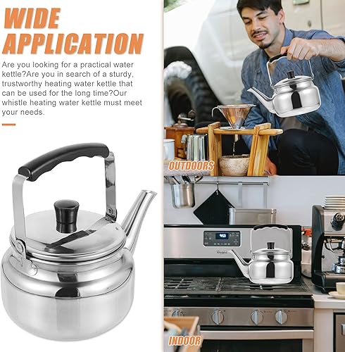 Miniatura 9 de Hemoton Estufa silbante tetera de té silbante estufa de acero inoxidable tetera hervidor de agua con mango ergonómico Cool Toch 0.8L Hervidor de