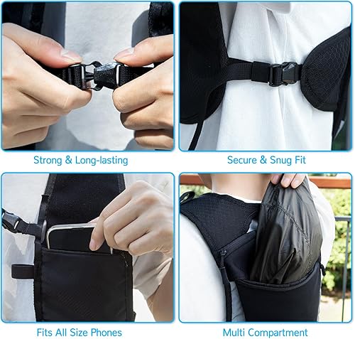 Miniatura 8 de Mochila de hidratación de 2 litros para correr y senderismo  Paquete de bolsa de agua ligera con correas ajustables, depósito de TPU sin BPA, diseño