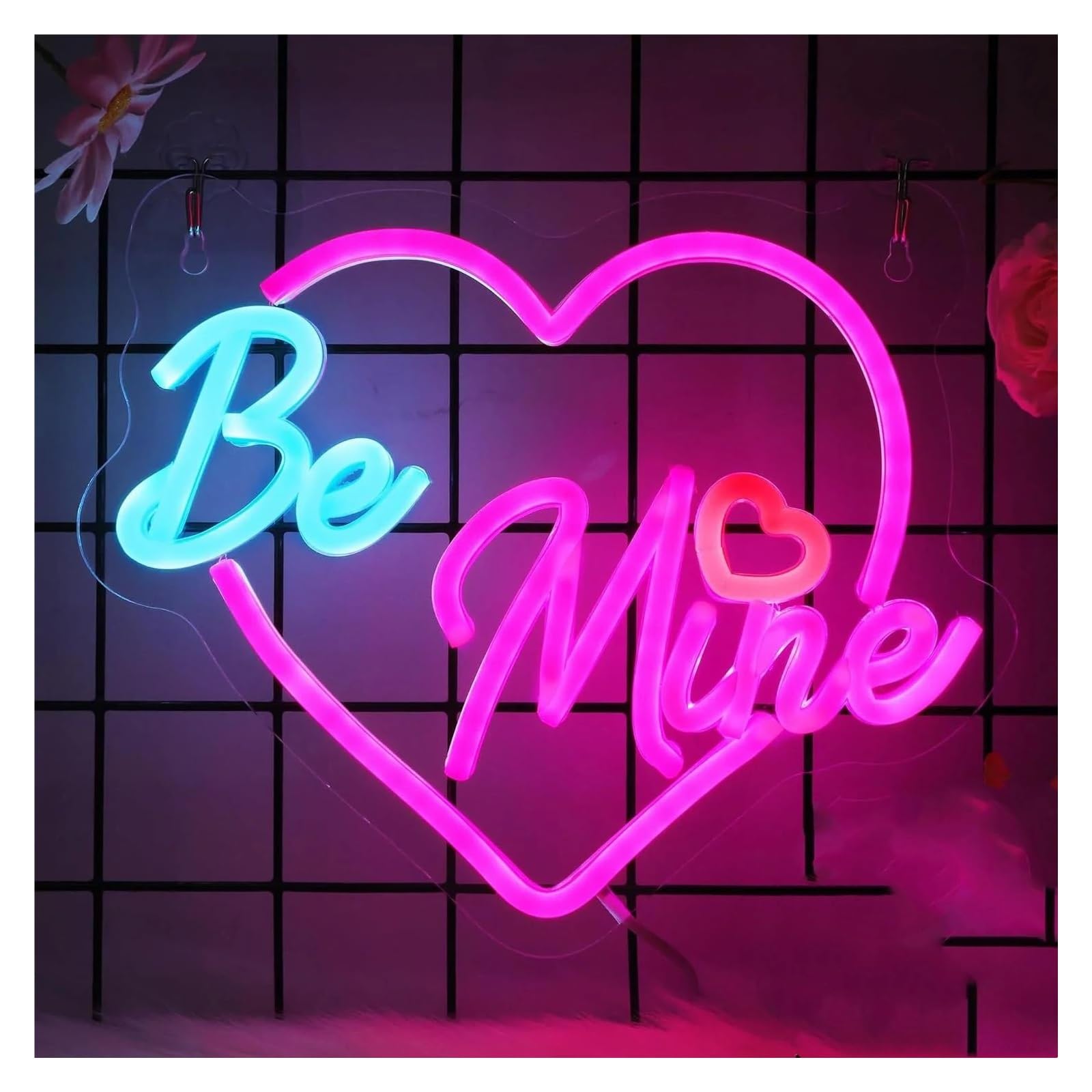 LEMST Sign Lamp Be Mine Heart Neon, for Home Decoration, Marriage Proposals, Engagements, Birthday Backgrounds 21x26cm