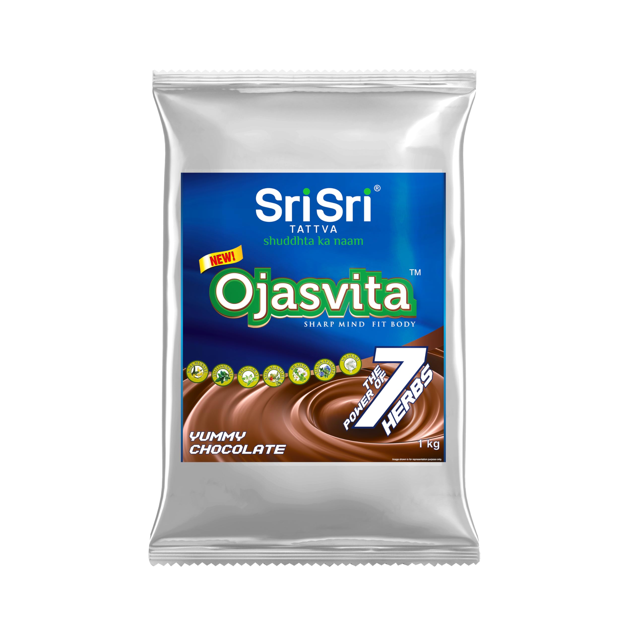 Sri Sri Tattva Chocolate Ojasvita | For Sharp Mind and Healthy Body | Milk Mix | Goodness of 7 Herbs| Immunity Booster – 1kg Foil Pack