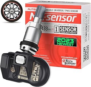 Autel TPMS Sensor 1-Sensor, MX-Sensor 315MHz + 433MHz 2in1 Dual Frequency, 100% Programmable Replace OEM Sensor, SAE J1205/ J1206/ J2657 (Press-in, Metal Valve, Pack of 1)