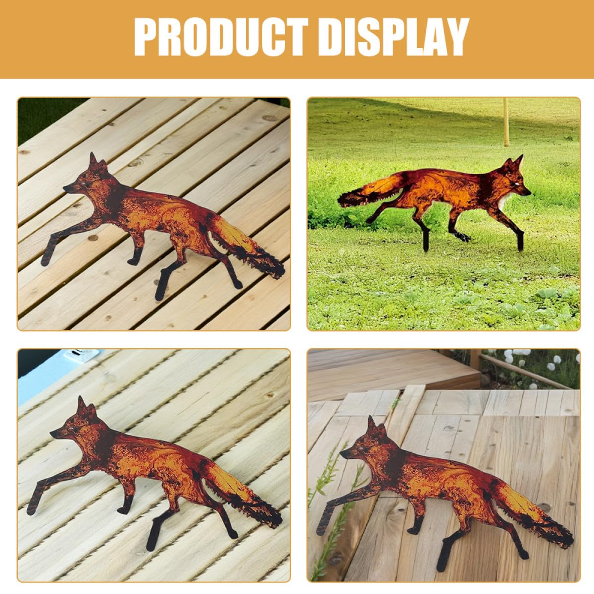 Toddmomy Gartenstecker aus Eisen mit Lebendigem Fuchs Motiv Kreative und Elegante Outdoor Deko für Garten und Hof Einfache Montage und Vielseitige Verwendung