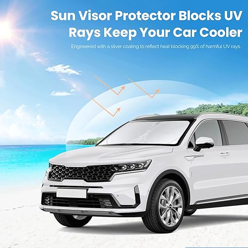 Miniatura 327 de Parasol para parabrisas de ajuste personalizado, cubierta para ventana delantera, visera plegable 210T, protector que bloquea los rayos ultravioleta