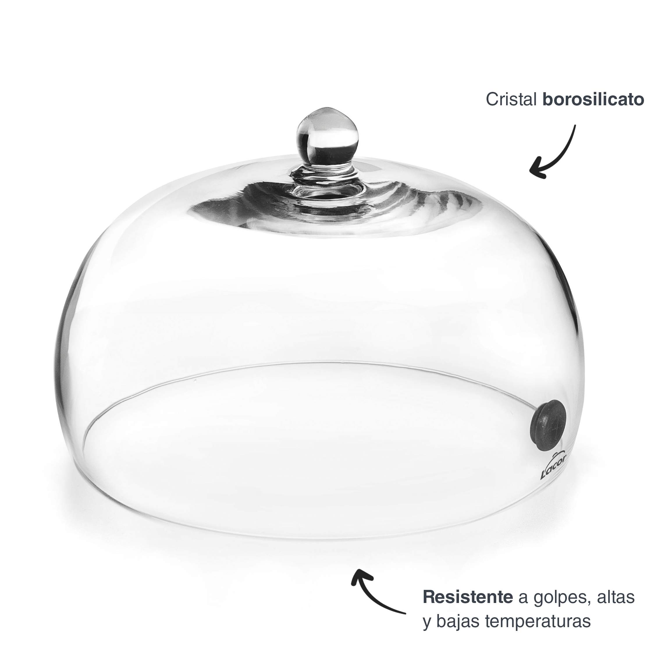 LACOR 61817 | Dunstabzugshaube für Magic Smoker | Glasdeckel mit Ventil | ermöglicht das Eindringen, Dampf und Aromen zum Räuchern und Aromatisieren von Lebensmitteln | Ø 25 x 14 cm, Glas