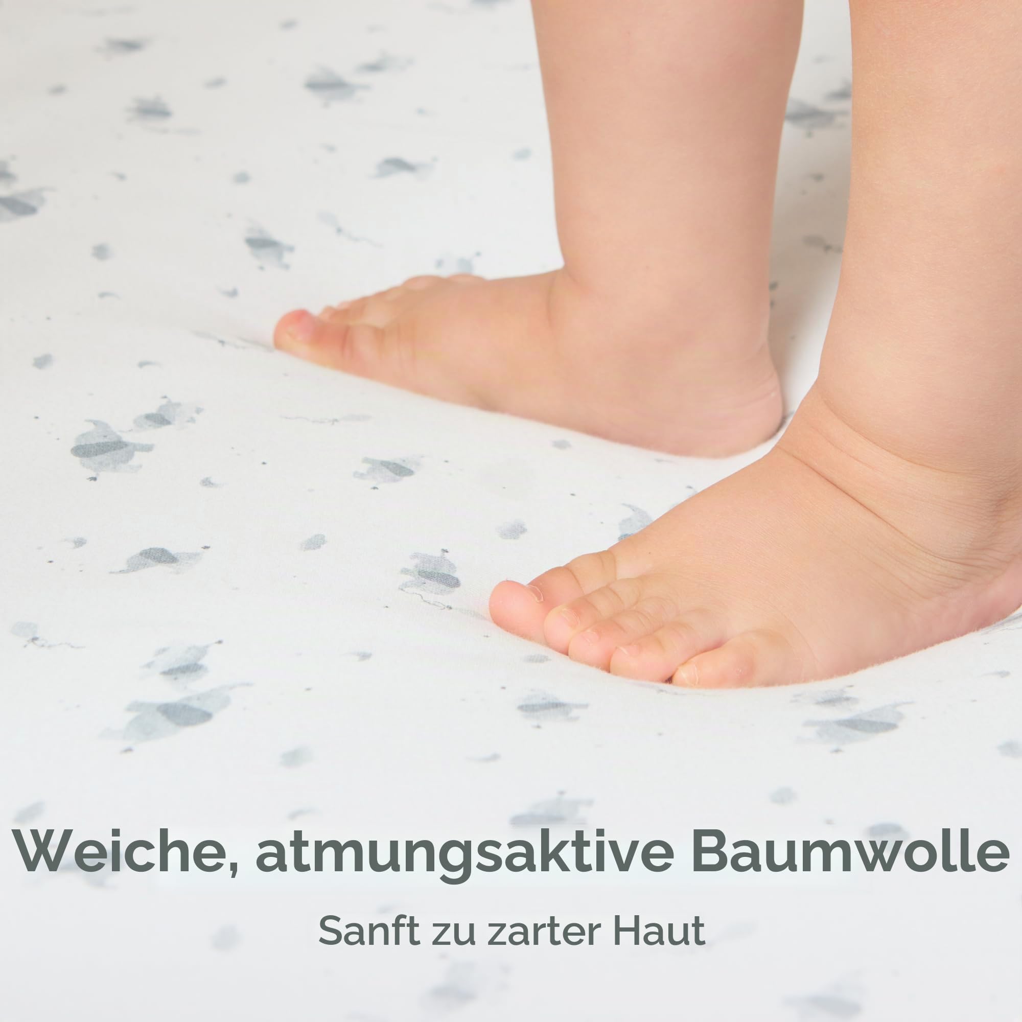 Baby Elegance Kinderbettlaken-Set mit 2 Stück | 45 x 90 cm Kinderbett-Spannbettlaken | Maschinenwaschbar, weiches & atmungsaktives Premium-Qualitäts-Jersey | Enthält 2 Laken - Elefant verspieltes