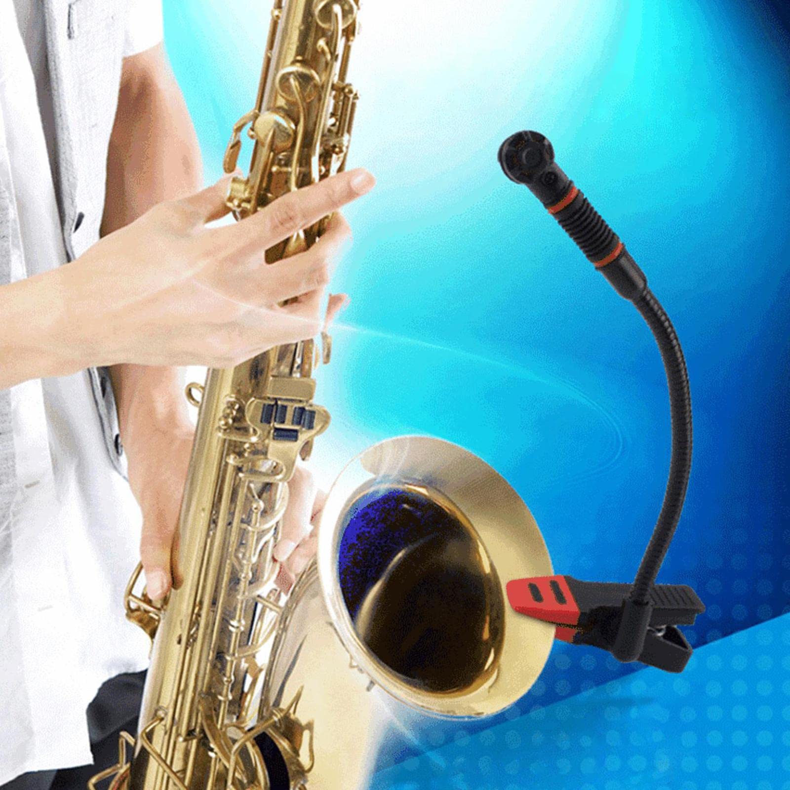 Instrumento Micrófono Condensador Clip Grabación de Voz Show Micrófono de para Trompeta de saxofón
