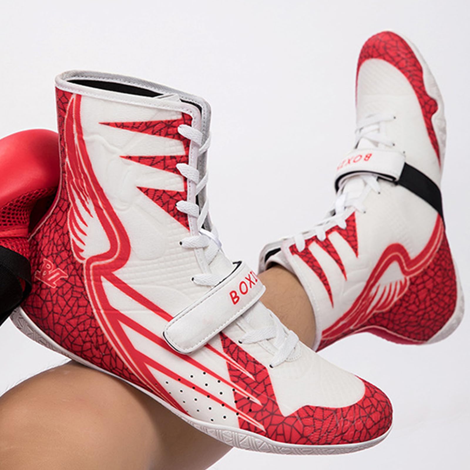 Scarpe da Boxe Uomo, Scarpe da Wrestling Pugilato Antiscivolo Traspirante per Arti Marziali, Atletica, Fitness, Bodybuilding, Taekwondo, Arti Marziali