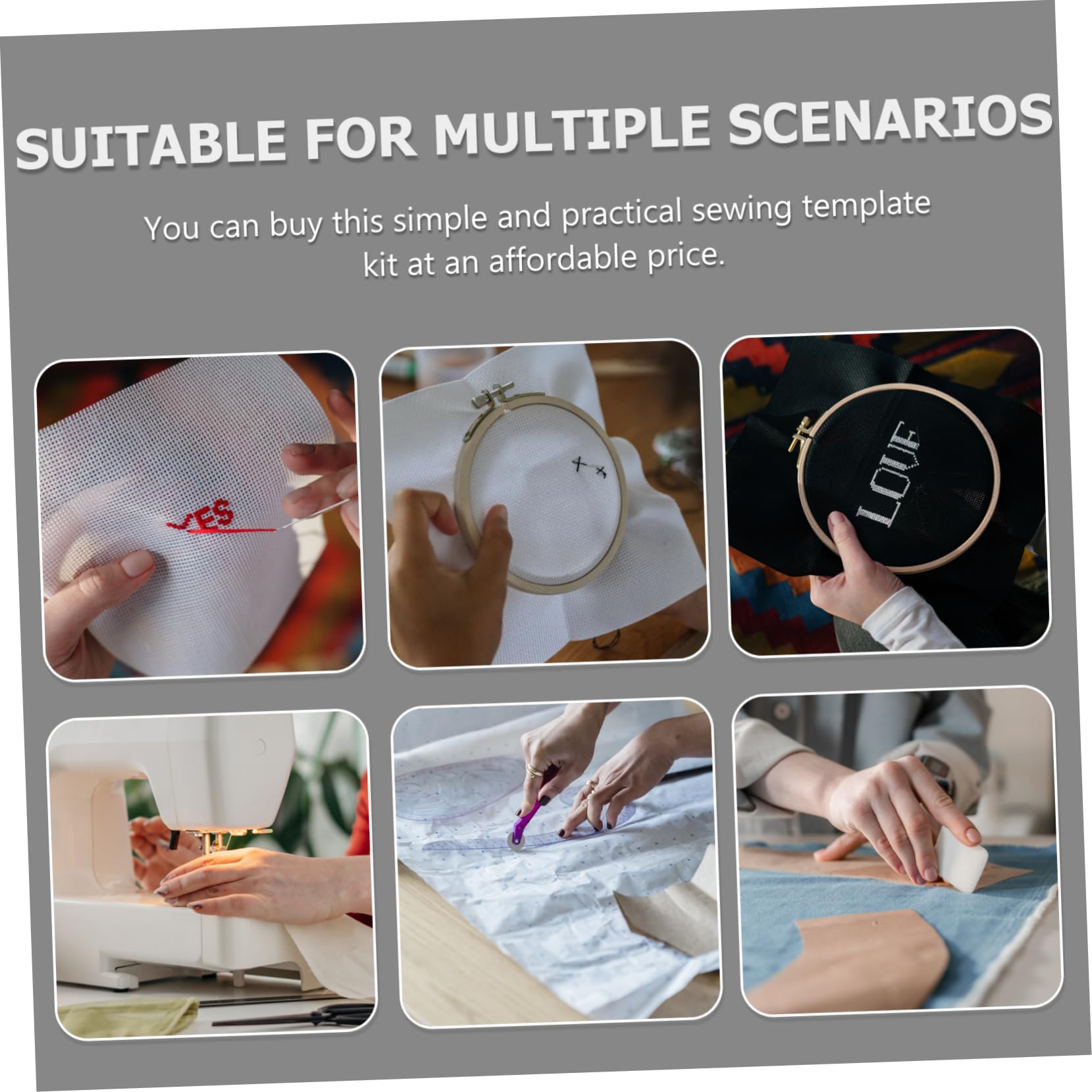 Righello Multifunzione in Acrilico per Ricamo, Set 8 Pezzi | Template per Cucito Fai-da-te, Strumenti per Patchwork e Quilting, Formato Pratico per Lavorazioni Multiple