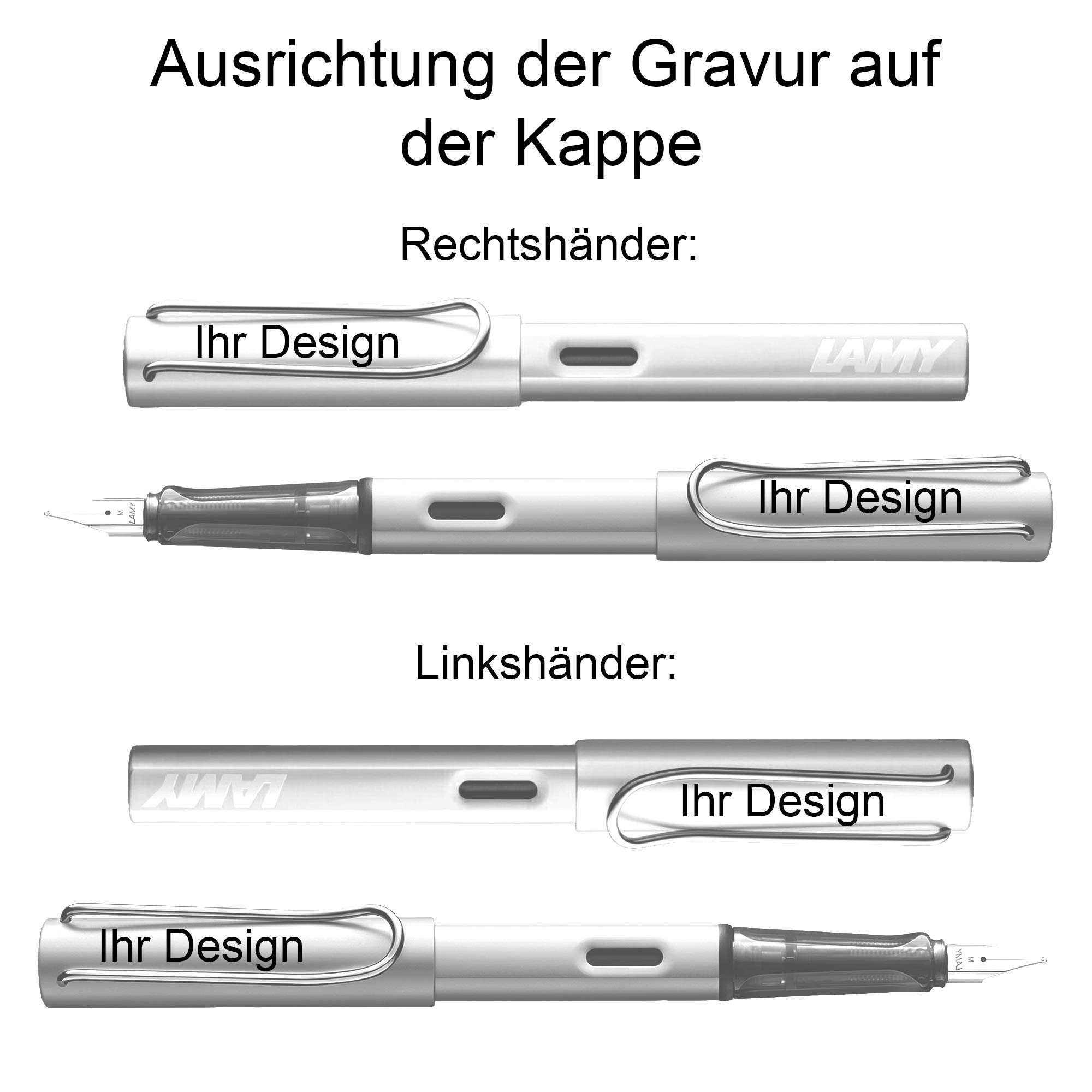 Lamy safari steel black roll-ink Tintenpatronenroller Modell 6E2, inkl. Gravur (Lasergravur), Geschenkverpackung und 1x T10 Blau