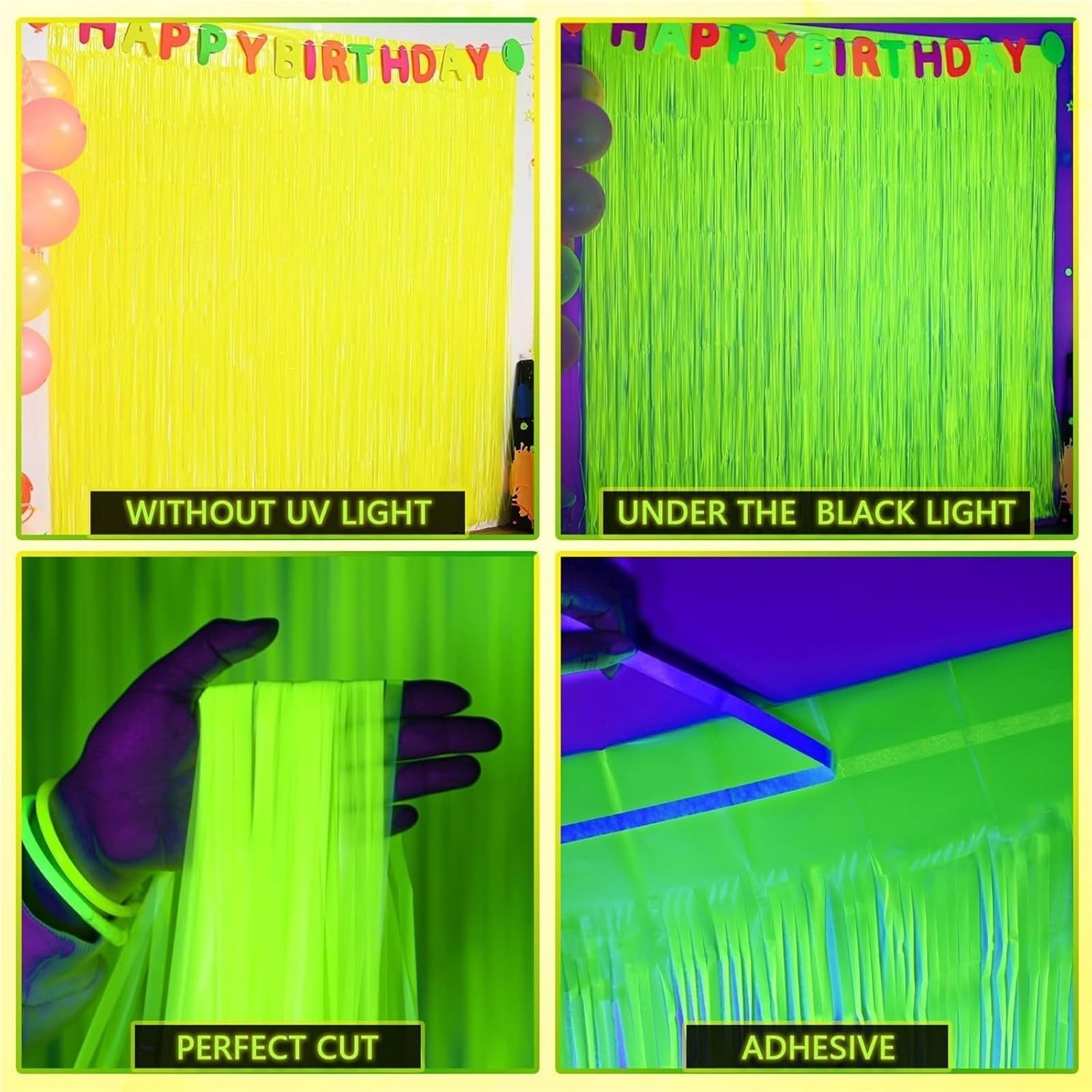 Lametta Vorhang Glow In The Party Regenvorhang fluoreszierend