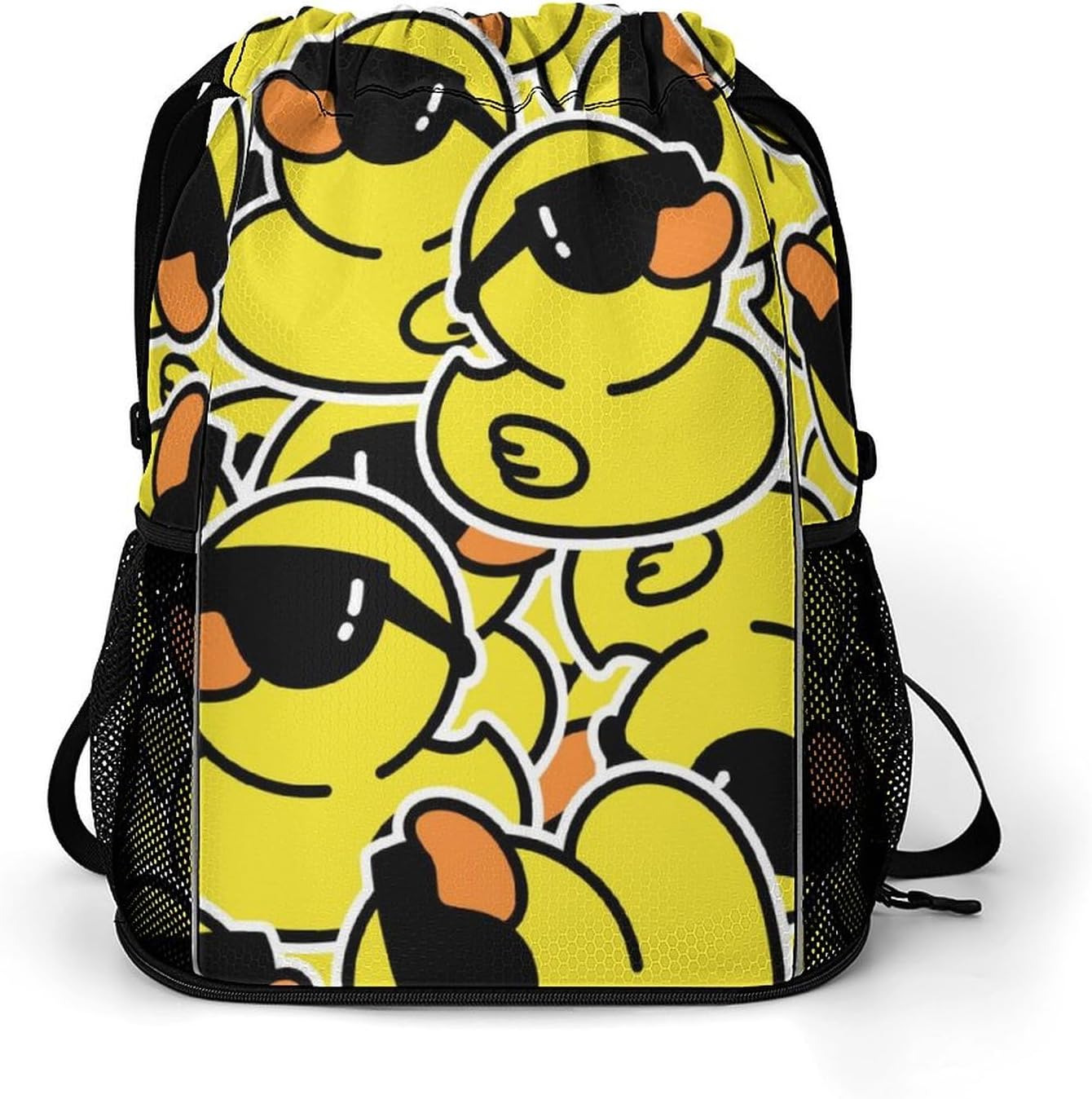 Rubber Yellow Duck with Sunglasses Gym Bag Workout Gym Backpack with Shoe Compartment Sports Bags for Women Men