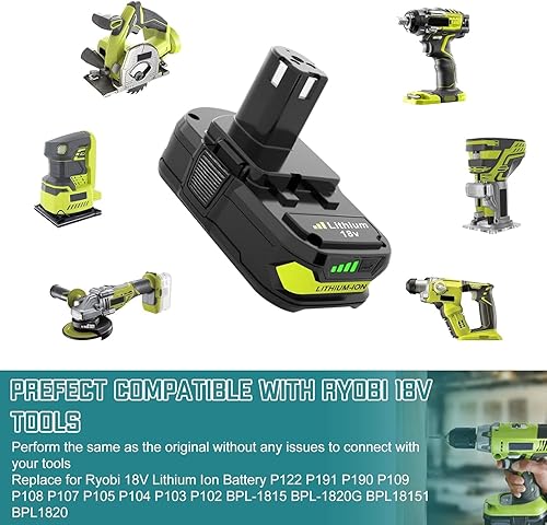 Miniatura 6 de Batería de repuesto P102 de 3.0Ah para batería Ryobi de 18 V P102 P103 P104 P105 P107 P108 P109 P122, batería inalámbrica compatible con batería