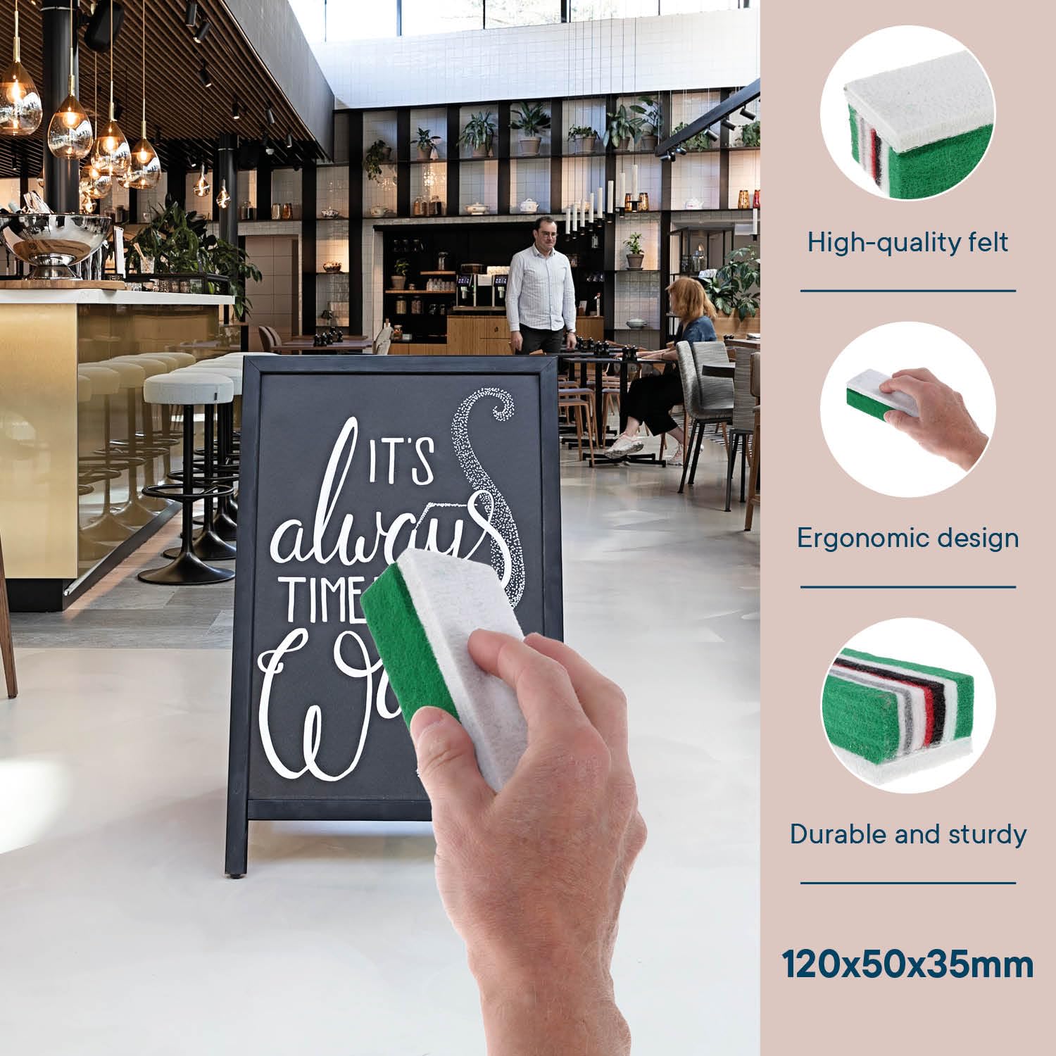 Pack de 10 borradores de pizarra – Fieltro limpiador de tiza multicapa – Limpiador de esponja fácil de agarre para pizarras – Ideal para uso en el aula, en casa o en la oficina