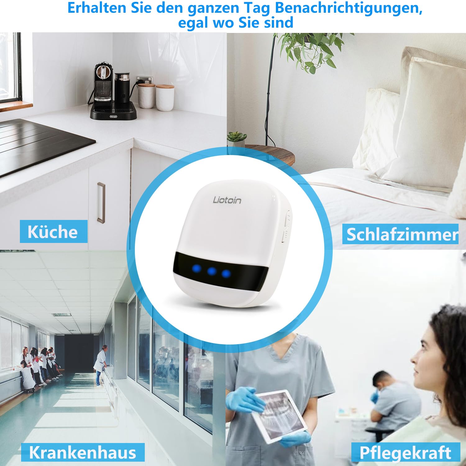 Notrufknopf für Senioren Notruf Alarm Knopf Kabellose Hausnotruf Senioren SOS Alarmanlage Set 2 Sender 2 Empfänger Krankenpflege …