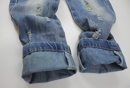 Miniatura 3 de ABALACOCO Overol de mezclilla para niñas y niños, con correa ajustable, rasgado, lindo, overol, pantalones, 6-13T