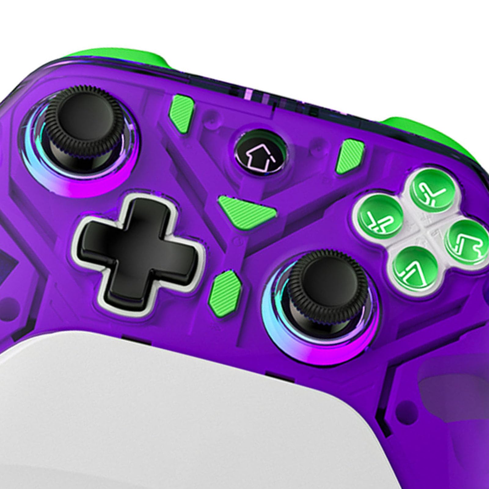 Controlador Inalámbrico de Juegos con Luz RGB con Vibración para, PC, IOS - Gamepad de Efecto Hall Dual Plug and Play para Jugadores y Entusiastas (PURPLE)